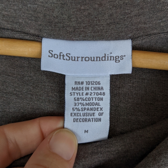 SOFT SURROUNDINGS cowl neck damask tan sweater - Picture 3 of 12